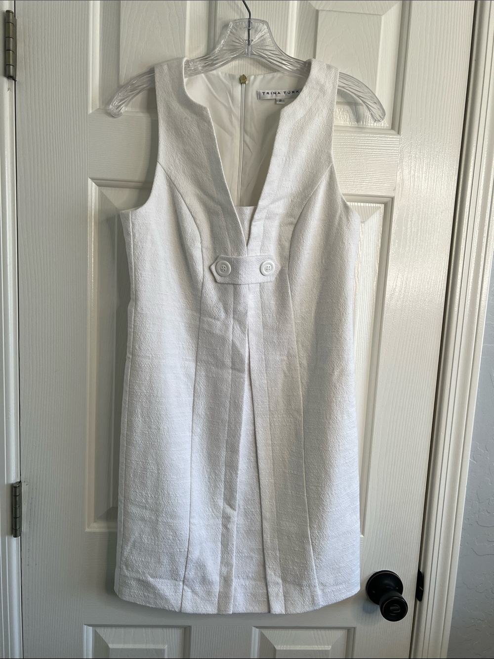 TRINA TURK Classic White Shift Mini Dress Size 2